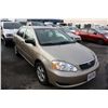 Image 2 : 2008 TOYOTA COROLLA CE, LIMITED EDITION 20TH ANIVERSARY, 4DRSDN, GOLD, VIN # 2T1BR32E28C894187