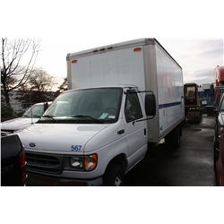 2000 FORD E-450 SUPERDUTY CUBE VAN WHITE, VIN # 1FDXE45FXYHB09157