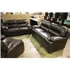 Image 1 : MODERN BROWN LEATHER SOFA, LOVE SEAT AND CHAIR SET