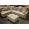 Image 1 : RICHMOND BEIGE FABRIC 3 SEAT SOFA SECTION WITH CHASE LOUNGE AND OTTOMAN