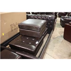 BROWN LEATHER DOUBLE BED FRAME