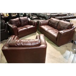 FLORENTINE MODERN BURGANDY SOFA, LOVE SEAT AND CHAIR SET