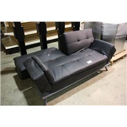 BLACK LEATHER ADJUSTABLE SOFA BED WITH DAMAGE