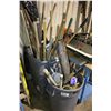 Image 1 : 2 BINS WITH ASSORTED SHOVELS ETC