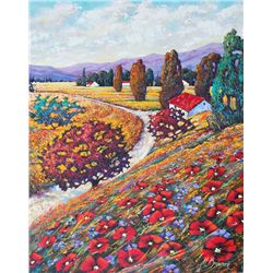 Original MARK BRAVER "HILLSIDE FLOWERS"