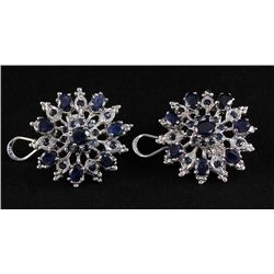 Designer Sterling Silver 13.84g Blue Sapphire Earring 1