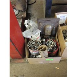 LOT 5 - 1 GALLON JUGS HOSE FITTINGS, BOLTS & MUCH