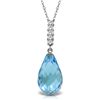Image 1 : 14K DIAMOND & 6.60ct DROP BLUE TOPAZ NECKLACE