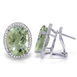 14K White Gold 10.2ct Oval Amethyst & Diamond Earring