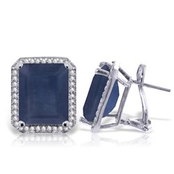 14K White Gold 12.8ct Octagon Sapphire & Diamond Earring