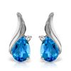 Image 1 : 14K WG DIAMOND & 5.00ct BLUE TOPAZ STUD EARRING