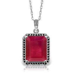 14k WG 7.25ct Ruby with Black Diamonds Necklace