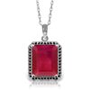 Image 1 : 14k WG 7.25ct Ruby with Black Diamonds Necklace