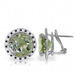 14k WG 10.0ct Green Amethyst & Diamond Earrings