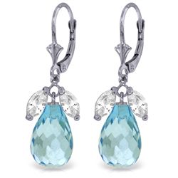 14k WG 13.40ct Blue Topaz & White Topaz Earrings