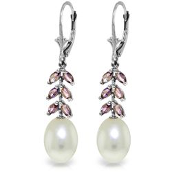 14k White Gold Amethyst & Pearl Fancy Earrings