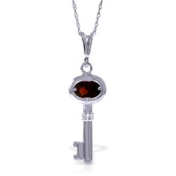 14K White Gold .50ct Oval Garnet Key Charm Necklace