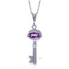 Image 1 : 14k WG 0.50ct Amethyst Key Charm Necklace