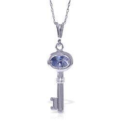 14k White Gold 0.50ct Tanzanite Key Charm Necklace