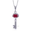 Image 1 : 14k White Gold 0.50ct Ruby Key Charm Necklace