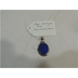 VINTAGE STERLING SILVER PENDANT & LAPIS LAZULI GEM