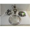 Image 1 : LOT 4 SILVER PLATED SERVING TRAY, COFFEE POT,