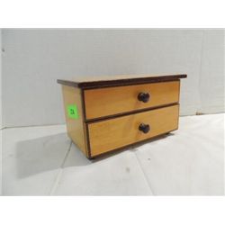 VINTAGE BIRCH WOOD TWO DRAWER DOLL DRESSER