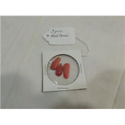 LOT 3 PIECES RARE POLISHED RED CORAL STONE