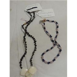 LOT 2 16" & 20"L OBSIDEN & AMETHYST STONE NECKLACE