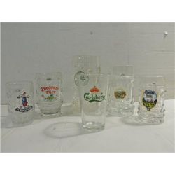 LOT 6 GERMAN GLASS BEER MUGS: CARLSBURG,