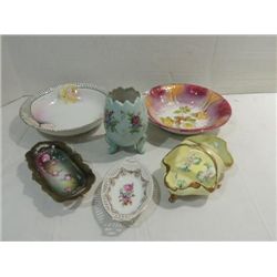 LOT 6 ANTIQUE BAVARIAN CHINA: 2 BOWLS, RELISH DISH