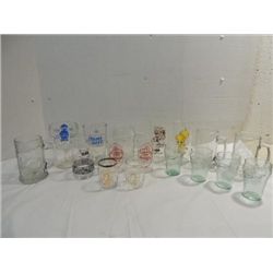 LOT 17 VARIOUS BEER & SODA GLASSES: COKE, PABST,