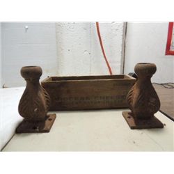 LOT 3 ANTIQUE ITEMS: 2 CAST IRON ARCHITECTUAL BASE