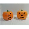 Image 1 : LOT 2 8"D CERAMIC PUMPKINS WITH VENT FOR CANDLES