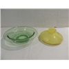 Image 1 : LOT 2 VINTAGE VASELINE GLASS BOWLS 9"D & 7"D