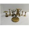 Image 1 : LOT 10 ALL VINTAGE BRASS CANDLE HOLDERS, BELLS &