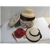 Image 1 : VINTAGE HAT BOX & 2 LADY HATS & CHILD'S WINTER HAT