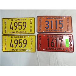 LOT 4 VINTAGE 1981, 82 & 87 ILLINOIS LICENSE PLATE