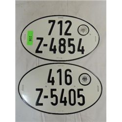 LOT 2 VINTAGE EUROPEAN GERMAN LICENSE PLATES: