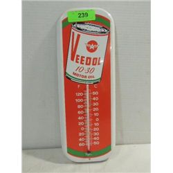 VINTAGE PETROLIANA PRESS METAL VEEDOL THERMOMETER