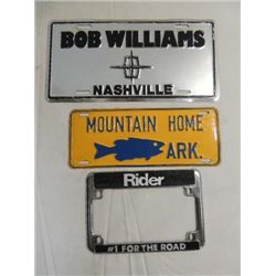 LOT 3 VINTAGE LICENSE PLATE ADVERTS: MOUNTAIN HOME