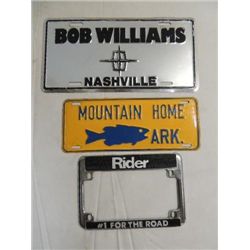 LOT 3 VINTAGE LICENSE PLATE ADVERTS: MOUNTAIN HOME