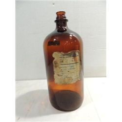 VINTAGE I GALLON BROWN GLASS CHEMICAL BOTTLE