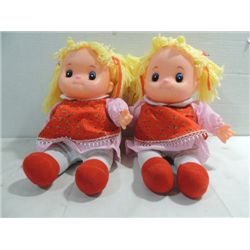 LOT 2 HUGGY KID PLUSH DOLLS WITH VINYL HEADS