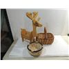 Image 1 : LOT 3 (2) REED WOVEN BASKETS & PIN WOOD REINDEER