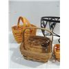 Image 2 : LOT 5 LONGABERGER WOOD WOVEN BASKETS & METAL STAND