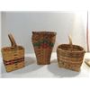 Image 1 : LOT 3 WOOD WOVEN HAND BASKETS - NO MARKS