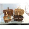 Image 1 : LOT 4 VINTAGE WOOD WOVEN PICNIC & HAND BASKETS