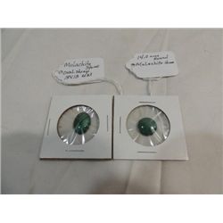 LOT 2 MALACHITE STONE OVAL 18X13MM & ROUND 14.2MM