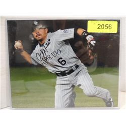 10X8 BASEBALL PHOTO AUTOGRAPH OMAR QUINTANILLA COA